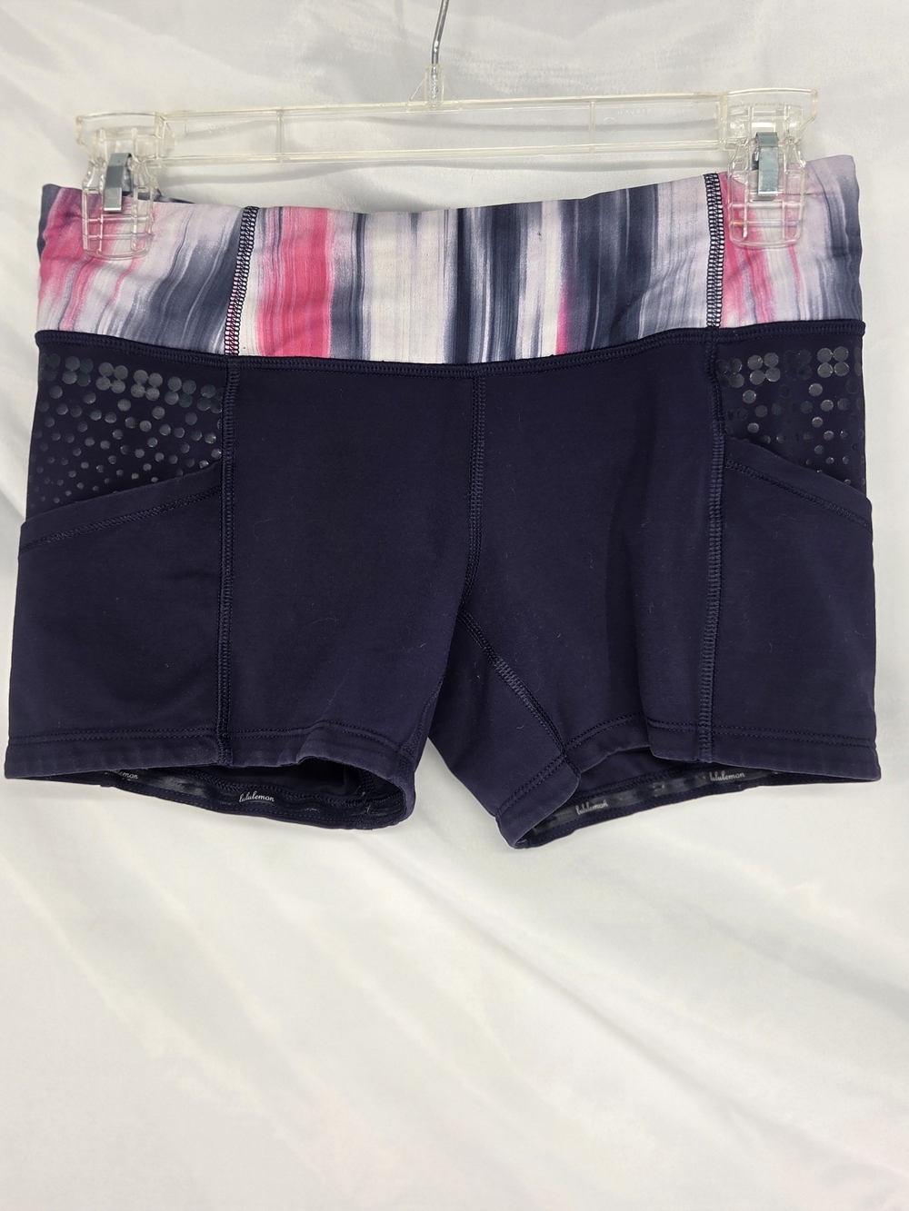 Lululemon Run Shorty Short Deep Indigo Mesh Dot Spandex Core Running Shorts 6